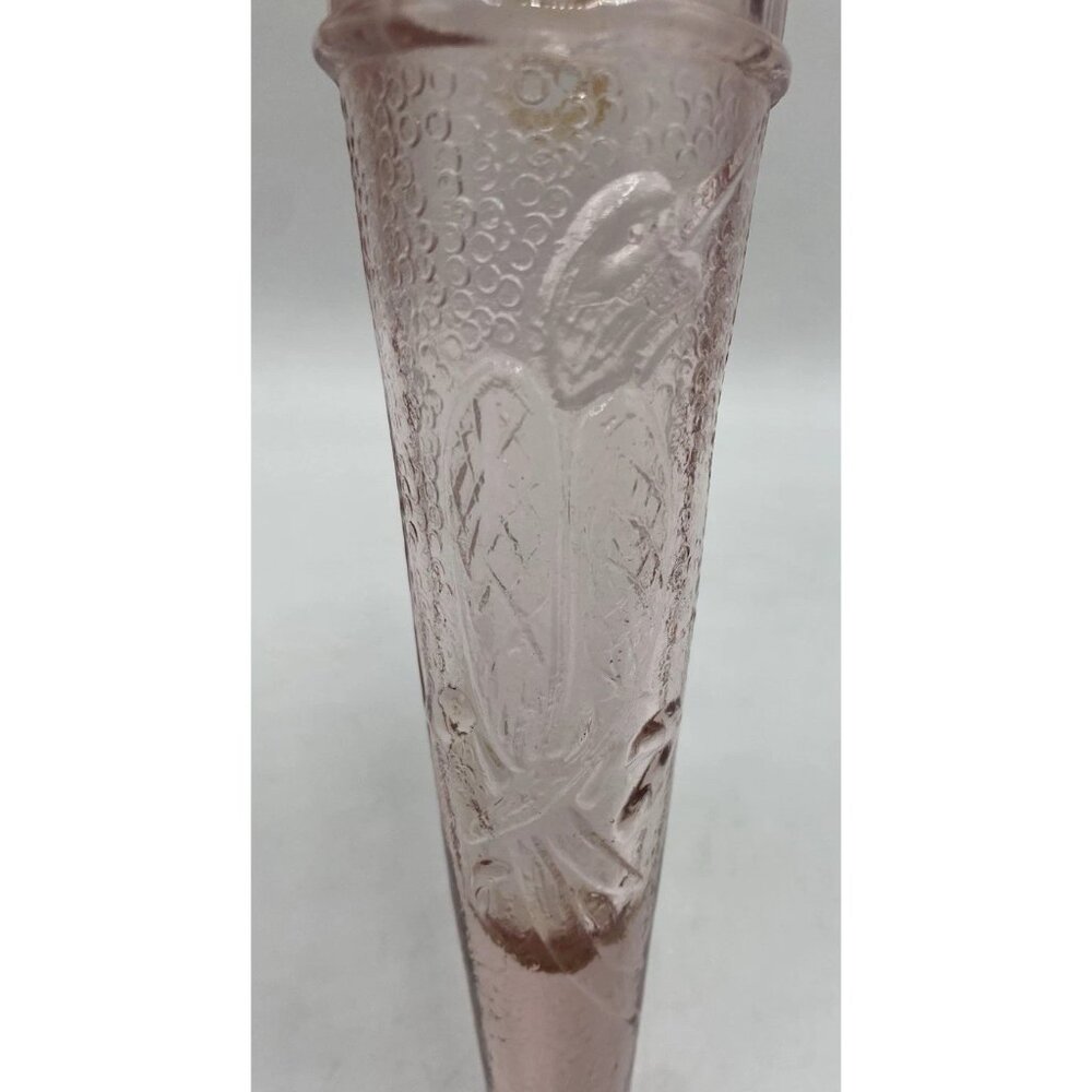 Dugan Pink Glass Wall Pocket Vase Woodpecker Flicker Cone Embossed Bird Motif - Picture 11 of 12